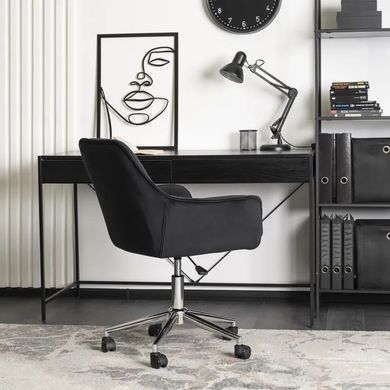 Стілець офісний поворотний оксамитовий MEBEL ELITE MONA Velvet Чорний фотографія