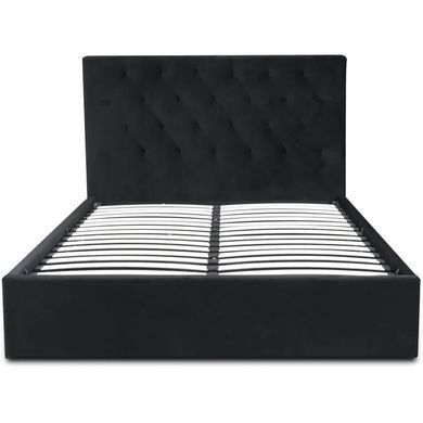 Ліжко двоспальне оксамитове MEBEL ELITE LIONEL Velvet 140x200 см Чорний фотографія