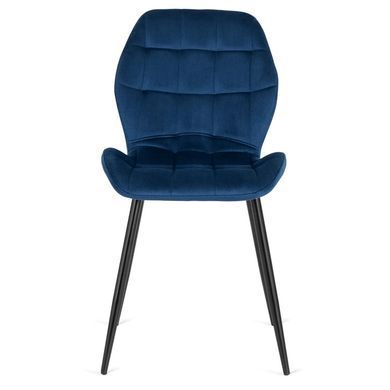 Комплект стола MEBEL ELITE CLARK 120(160)х80 см черного/белого глянца и 4 стульев LUCKY темно-синего цвета фотография