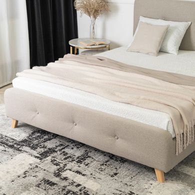 Кровать бархатная MEBEL ELITE MIKEL 160x200 см Беж фотография