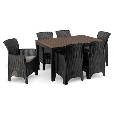 Комплект садових меблів MEBEL ELITE ARGOS FRESNO 6 горіх/чорний