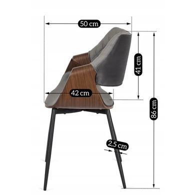 Стілець оксамитовий MEBEL ELITE DAKOTA Velvet сірий / горіховий фотографія