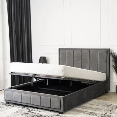 Ліжко двоспальне оксамитове MEBEL ELITE CARLOS Velvet 140x200 см Сірий фотографія