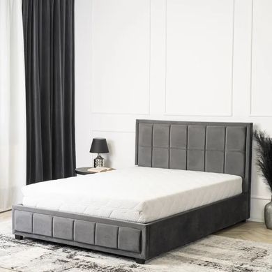 Ліжко двоспальне оксамитове MEBEL ELITE CARLOS Velvet 140x200 см Сірий фотографія