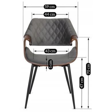 Стілець оксамитовий MEBEL ELITE DAKOTA Velvet сірий / горіховий фотографія