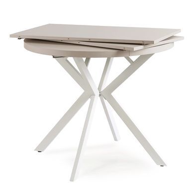Стіл розкладний круглий MEBEL ELITE DORIAN 80(160)х80 см Кашемір/білий фотографія