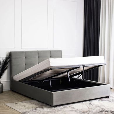 Ліжко двоспальне оксамитове 140x200 MEBEL ELITE TINGA Velvet Сірий фотографія