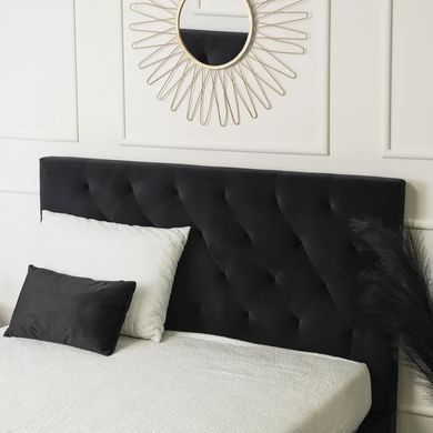 Ліжко двоспальне оксамитове MEBEL ELITE LIONEL Velvet 140x200 см Чорний фотографія