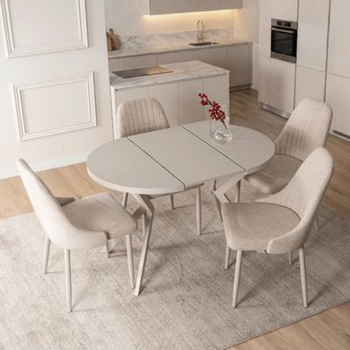 Стіл розкладний круглий MEBEL ELITE DORIAN 80(160)х80 см Кашемір/Кашемір фотографія