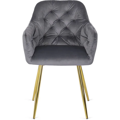Стілець оксамитовий MEBEL ELITE RAYA Velvet сірий / золотий фотографія