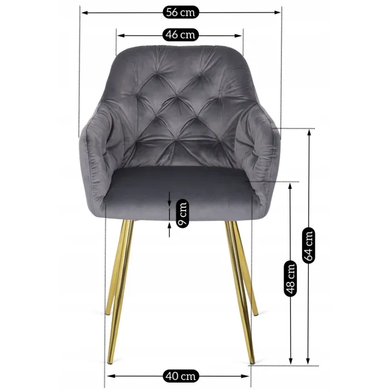 Стілець оксамитовий MEBEL ELITE RAYA Velvet сірий / золотий фотографія