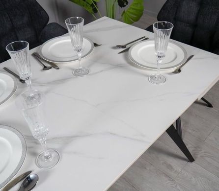 Стіл Розкладний ТОРІ Prestol 120/180x80 Кераміка Білий Мат / Чорний фотографія