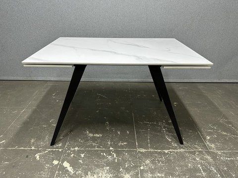 Стол Раскладной ТОРИ Prestol 120/180x80 Керамика Белый Мат / Черный фотография