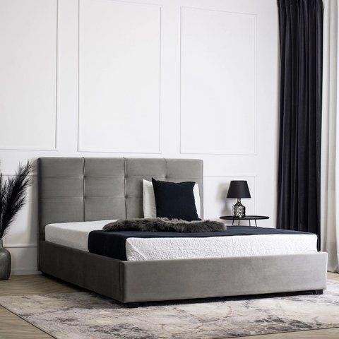 Ліжко двоспальне оксамитове 140x200 MEBEL ELITE TINGA Velvet Сірий фотографія