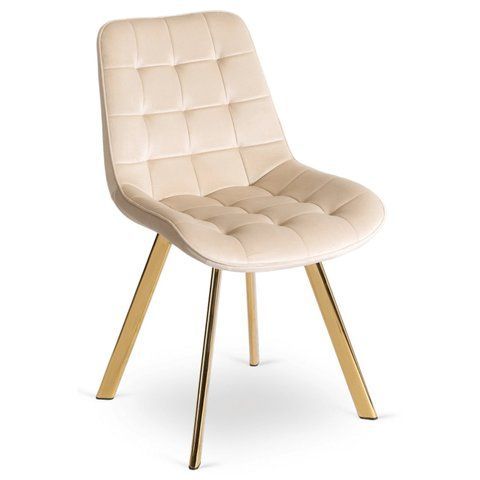 Стул бархатный MEBEL ELITE DEVI Velvet Кремовый/Золото фотография