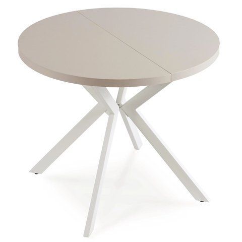 Стіл розкладний круглий MEBEL ELITE DORIAN 80(160)х80 см Кашемір/білий фотографія