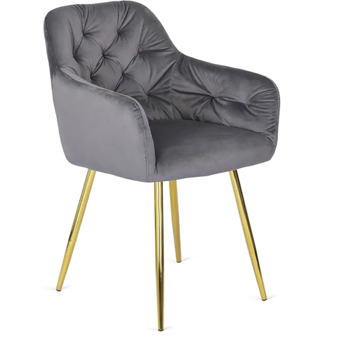 Стул бархатный MEBEL ELITE RAYA Velvet серый / золотой фотография