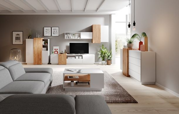 Комод Perfect Home 3Д / 3D 2-дверний з 4 шухлядами 2D4S/160 Білий/дуб крафт золотий фотографія