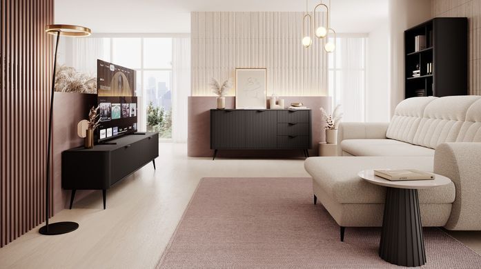 Комод Perfect Home Ланте/Lante 2-дверный с 3 ящиками и черными ножками 2D3S/163 Черный фотография