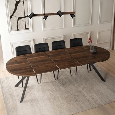 Стол раскладной круглый MEBEL ELITE LUKAS 100(250)х100 см Орех/черный фотография