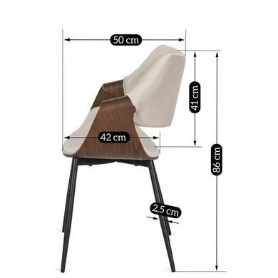 Стул бархатный MEBEL ELITE DAKOTA Velvet бежевый / ореховый фотография