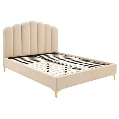 Ліжко двоспальне MEBEL ELITE GEMINI Velvet 160x200 см Беж фотографія