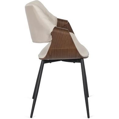 Стул бархатный MEBEL ELITE DAKOTA Velvet бежевый / ореховый фотография