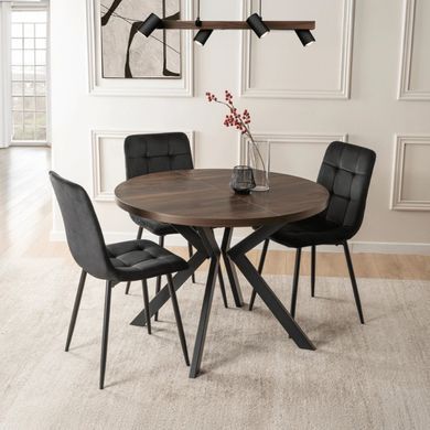 Стол раскладной круглый MEBEL ELITE LUKAS 100(250)х100 см Орех/черный фотография
