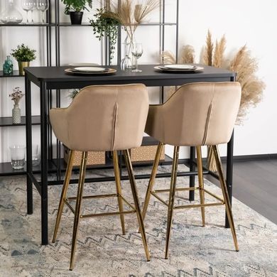 Барный стул бархатный MEBEL ELITE SALEM Velvet бежевый / золотой фотография