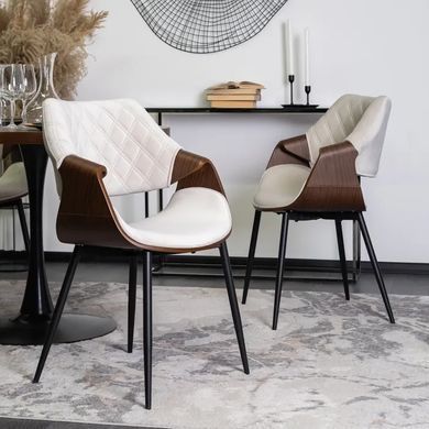 Стул бархатный MEBEL ELITE DAKOTA Velvet бежевый / ореховый фотография