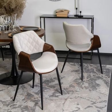 Стул бархатный MEBEL ELITE DAKOTA Velvet бежевый / ореховый фотография