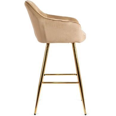 Барный стул бархатный MEBEL ELITE SALEM Velvet бежевый / золотой фотография