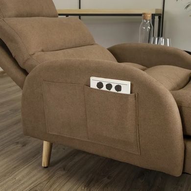 Крісло м'яке з підставкою для ніг MEBEL ELITE HENRY тканина Коричневий фотографія