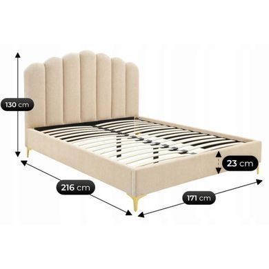 Ліжко двоспальне MEBEL ELITE GEMINI Velvet 160x200 см Беж фотографія