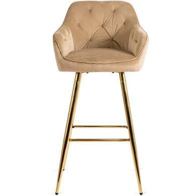 Барный стул бархатный MEBEL ELITE SALEM Velvet бежевый / золотой фотография