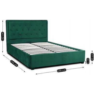 Ліжко двоспальне оксамитове MEBEL ELITE CROS Velvet 140x200 см Зелений фотографія