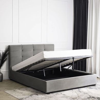 Ліжко двоспальне оксамитове 140x200 MEBEL ELITE TINGA Velvet Сірий фотографія