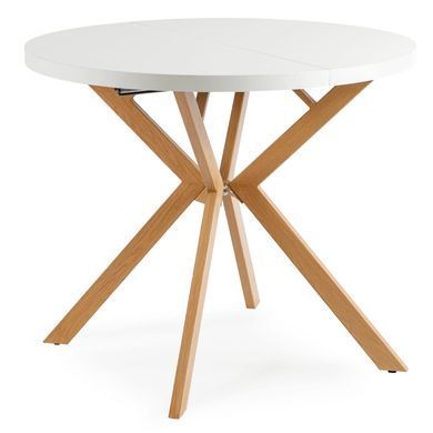 Стол раскладной круглый MEBEL ELITE LUGO 90(190)х90 см Белый/дуб фотография