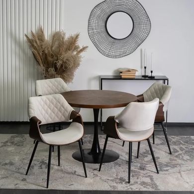 Стул бархатный MEBEL ELITE DAKOTA Velvet бежевый / ореховый фотография