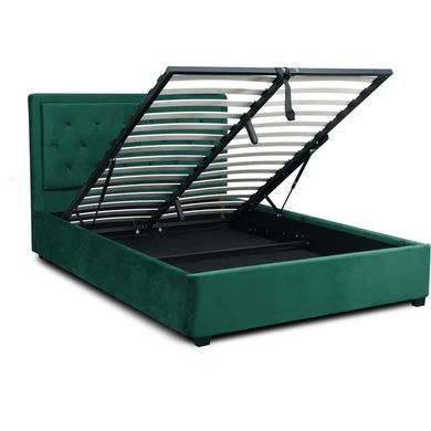 Ліжко двоспальне оксамитове MEBEL ELITE CROS Velvet 140x200 см Зелений фотографія