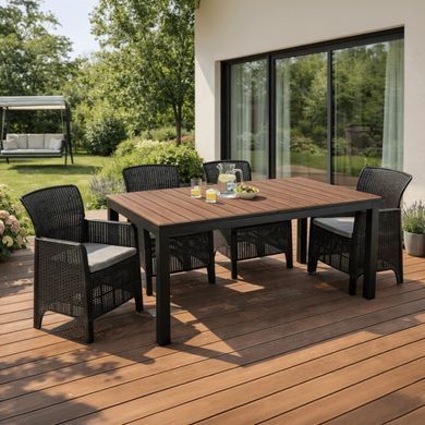 Комплект садових меблів MEBEL ELITE ARGOS 160-240 FRESNO 4 горіх/чорний