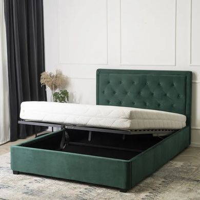 Ліжко двоспальне оксамитове MEBEL ELITE CROS Velvet 140x200 см Зелений фотографія