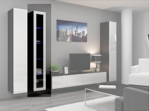 Вітрина підвісна VIGO Cama 180 Скло Чорний Мат / Білий Глянець фотографія