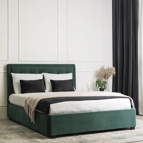 Ліжко двоспальне оксамитове MEBEL ELITE CROS Velvet 140x200 см Зелений фотографія