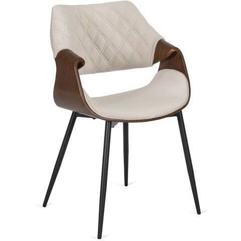 Стул бархатный MEBEL ELITE DAKOTA Velvet бежевый / ореховый фотография