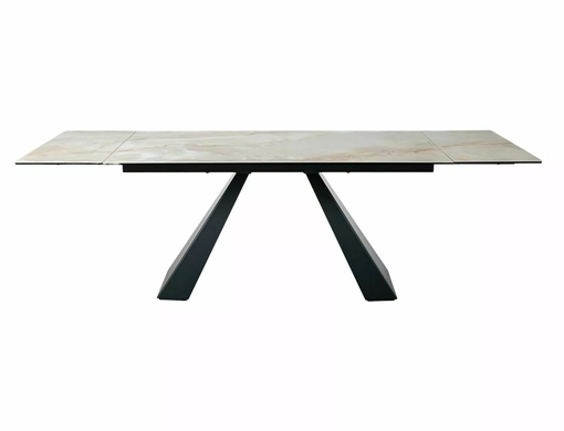 Стіл Обідній SALVADORE CERAMIC BEIGE ONICE 160(240)X90 Signal Бежевий глянець / Чорний Мат фотографія