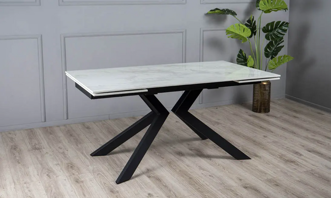 Стіл Розкладний МОНАКО Prestol 160/240x90 Кераміка Білий Глянець фотографія