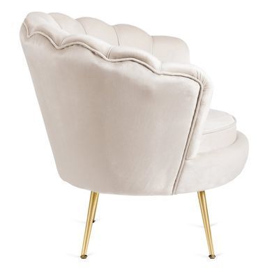 Крісло м'яке з підставкою MEBEL ELITE GRAND Velvet Кремовий фотографія