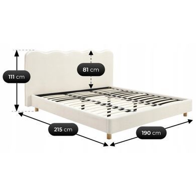 Ліжко двоспальне MEBEL ELITE IZMIR 180x200 см Кремовий Букле фотографія