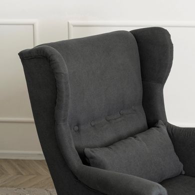 Крісло м'яке оксамитове з підставкою для ніг MEBEL ELITE EVAN 2 Чорний фотографія
